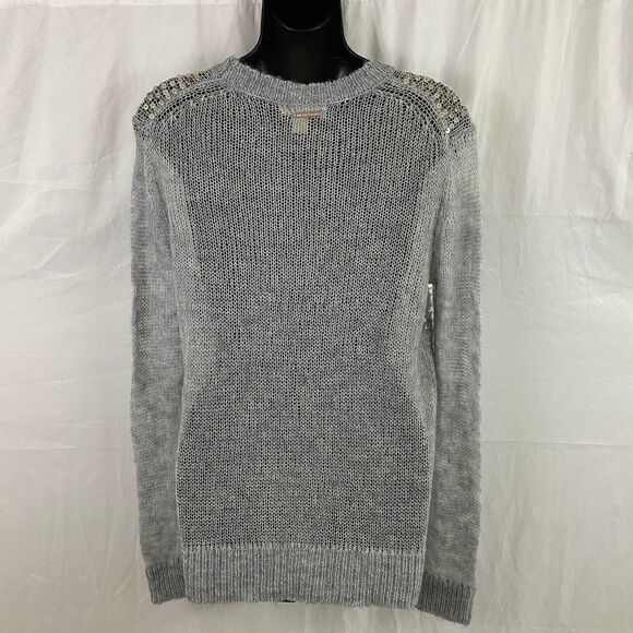 Michael Kors Sequins Gray Alpaca Wool Blend Sweater Size Medium - Picture 4 of 10